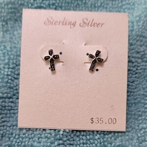 Kohl's Black and Silver Cross Earrings